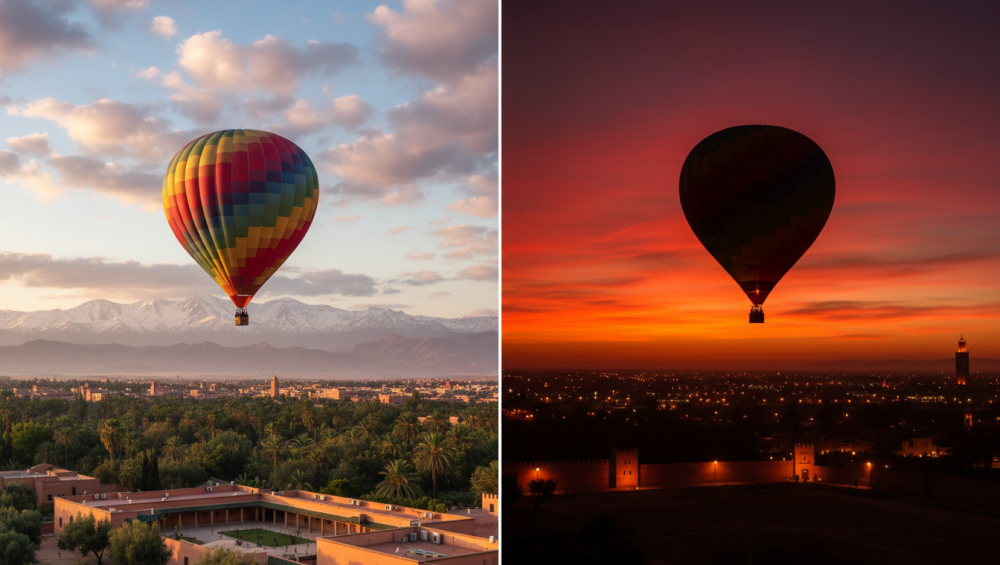 marrakech hot air balloon morning vs sunset