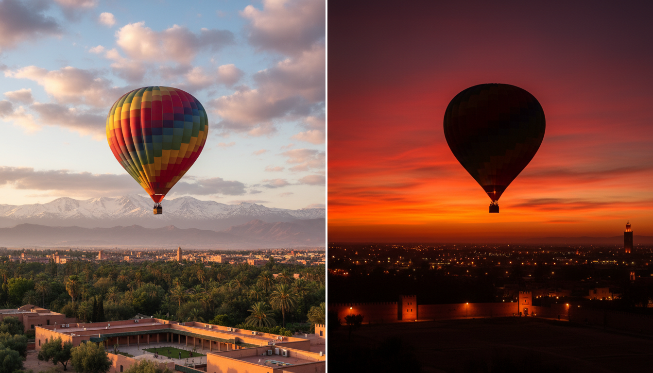 marrakech hot air balloon morning vs sunset