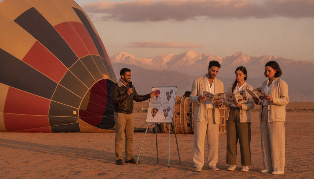hot air balloon safety briefing Marrakech